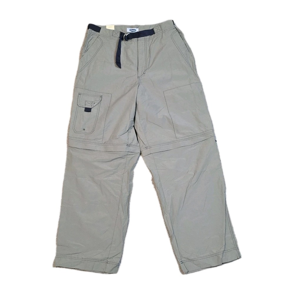 Old Navy‎ Convertible Cargo Hiking Pants Mens 34x32 Khaki Wide Leg Zip Off Green